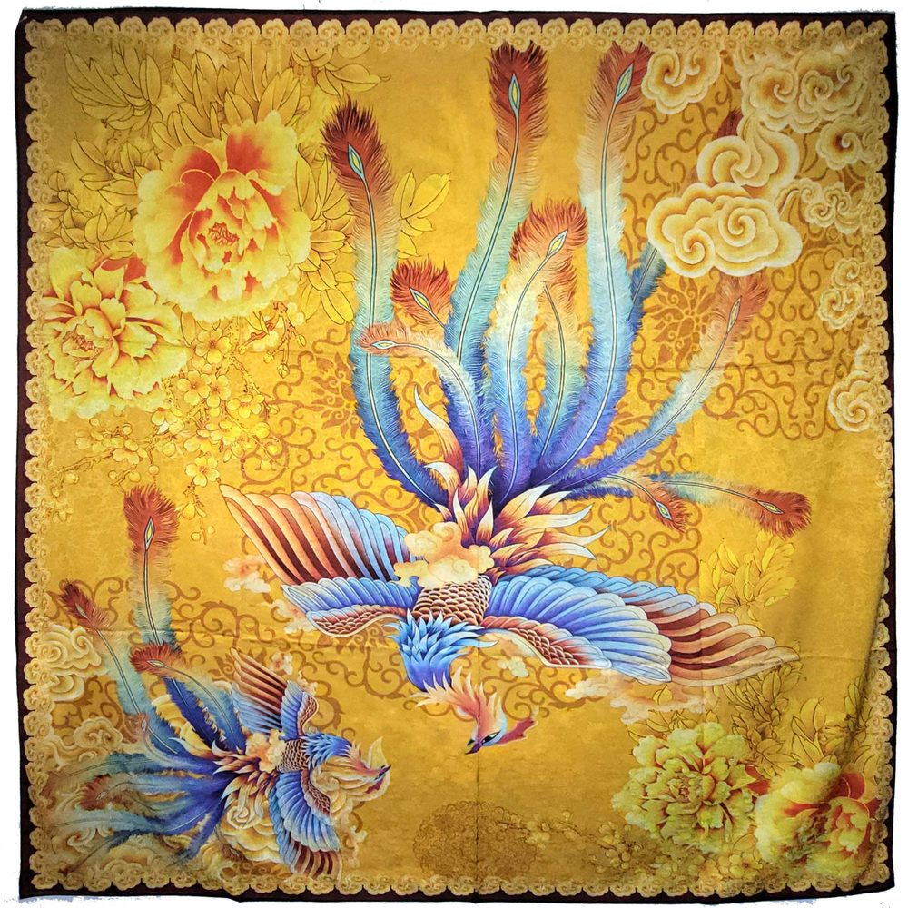 NWT Double Sided Silk Scarf 52"x52" Large Square Shawl Wrap XiangYunShal 2284